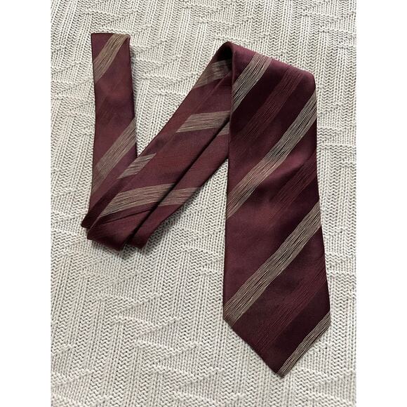 Calvin Klein maroon striped silk tie - Picture 1 of 5